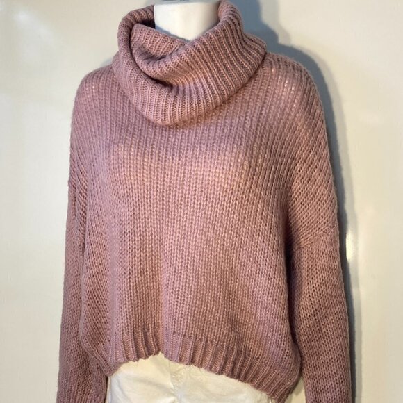 Mustard Seed SZ S  Lilac soft slouchy boxy oversized cowl neck sweater - Picture 1 of 7